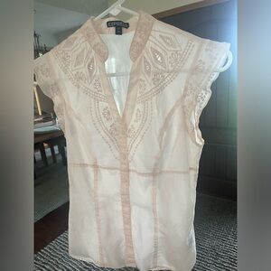 Eyelet embroidery sheer shirt